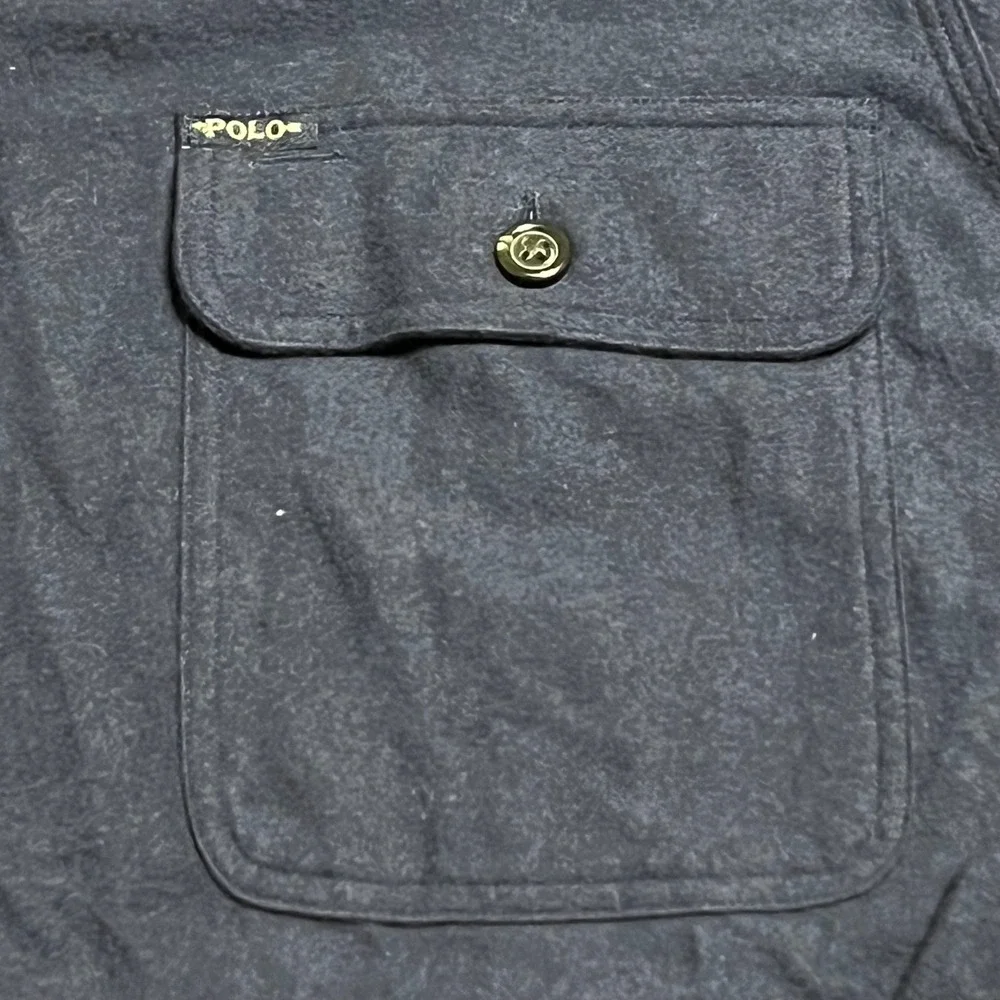NWT Polo Ralph Lauren Hooded Button Down Shirt Navy Blue Cotton Men's Medium